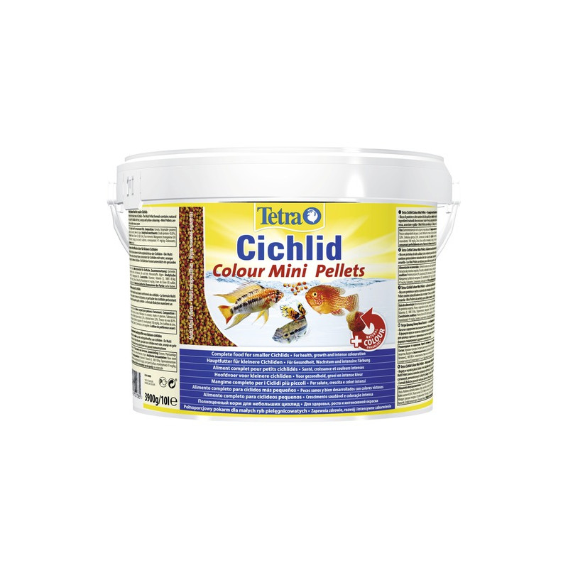 Tetra Cichlid Colour Mini Pellets 10L - пълноценна храна за малки южноамерикански цихлиди