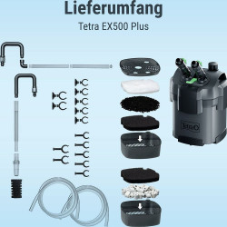 Tetra EX 500 plus complete external filter set - Външен филтър с дебит 500 л/ч за аквариуми от 50 до 100 литра.